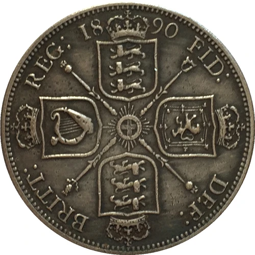 Великобритания 1890 1 Florin-Victoria 2 Портретные копии монет