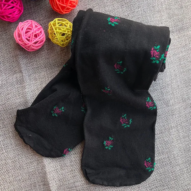 Korean-style Velvet Panty-hose for Kids Floral Jacquard Silk Stockings Girls Baby Socks