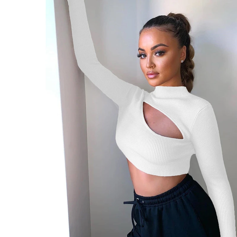 2019 Women Sexy Hollow Slim Fit Long Sleeve Shirt Black White Crop Top Women High Collar Bodycon Blouse Tops Casual Slim Shirt 2019 Women Sexy Hollow Slim Fit Long Sleeve Shirt Black White Crop Top Women High Collar Bodycon Blouse Tops Casual Slim Shirt