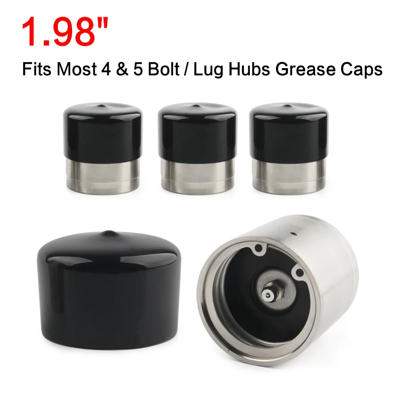 1.98"Stainless Steel Boat Trailer Bearing Buddy Kits w/ Protective Grease Bra Fits Most 4 & 5 Bolt / Lug Hubs Grease Caps
