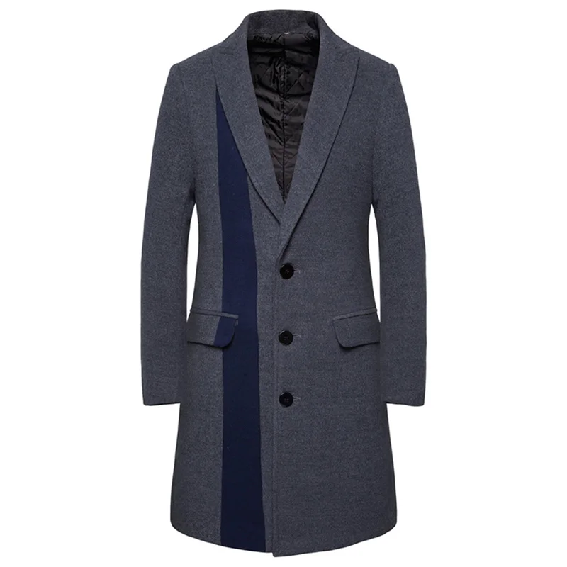 ZUSIGEL Korean Style Black Trench Coat Men Standard Collar Trench Men Coats Full Sleeve Patchwork Long Coat Men