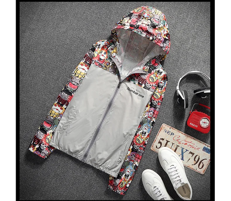 2020 women jackets Winbreaker female Casual Hoodies Jackets Printed Clothes Womans Hooded Windbreaker female Outwear Streetwear
