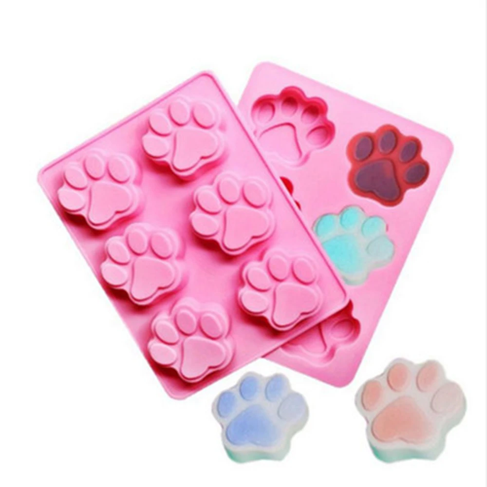 1Pcs/6Cavity Cat Paw Print Silicone Fondant Cake Mould Candy Chocolate Soap Handmade Baking Mold Cake Decorating Tools