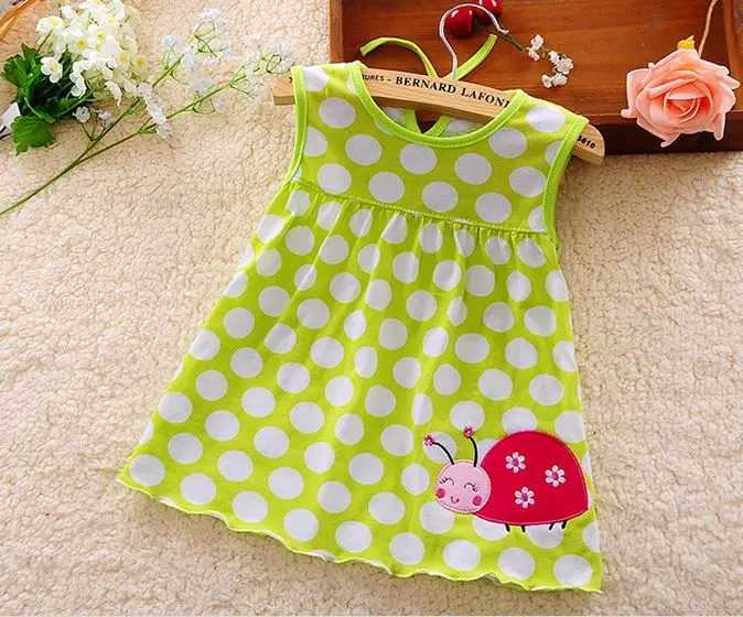 2018 Summer Baby Girl Infant Dress Dots Flowers Baby Dress Animal Pattern Embroidery Hot Summer Baby Dress Low Price Dresses