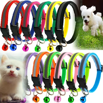 

Pet collar reflective pet bell collar adjustable size suitable for cats and small dogs pet supplies Adjustable Puppy Bell collar