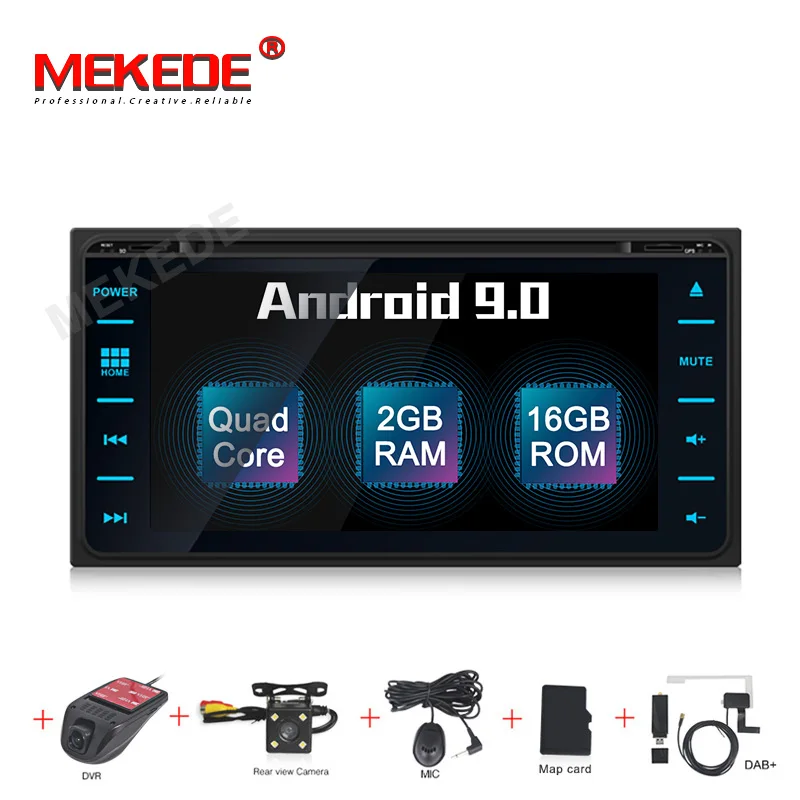 MEKEDE Android 9,0 2 din AV выход автомобильный мультимедийный dvd-плеер для TOYOTA COROLLA 2000-2006 сенсорный экран gps навигация радио - Цвет: DVD CAMERA DVR DAB