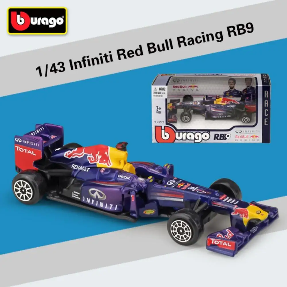 Bburago 1/43 1:43 Benz Red Bull F1 формула 1 гоночный автомобиль литья под давлением дисплей Модель игрушки для детей мальчиков и девочек - Color: Infiniti RedBull RB9
