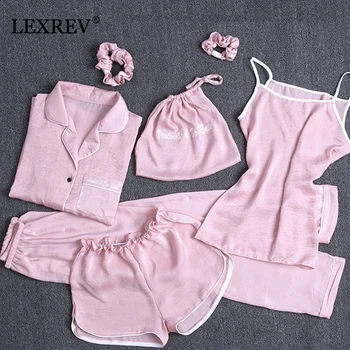 

Autumn Seven-piece Women's Pajamas Sweet and Cute Long Sleeve Homewear Pajama Set For Women