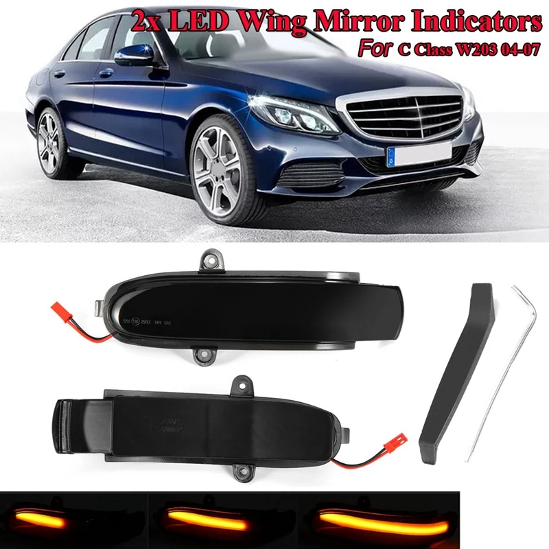 Car Dynamic LED Turn Signal Light Rearview Mirror Indicator Blinker for Mercedes C Class W203 T-Modell S203 |