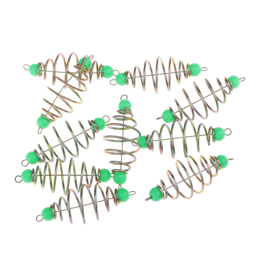 10 pcs Carp Fishing Feeder Spring Inline Fishing Feeder Bait Thrower Lead Sinker Coarse Fishing Carp Fishing Tackles 4.5x1.5cm