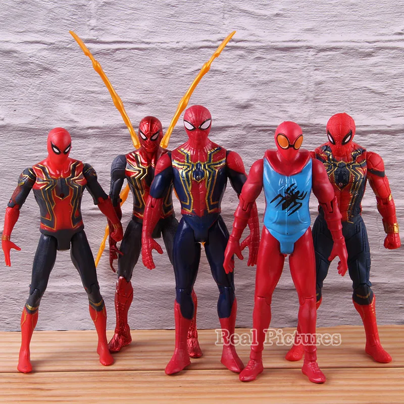 

5pcs/set Spider Man With LED Light Iron Spider-Man Far From Home PVC Collectible Action Figure Marvel Avengers Model Toys