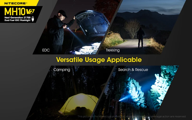 USB-C Rechargeable NITECORE MH10 V2 LED EDC Flashlight (17)