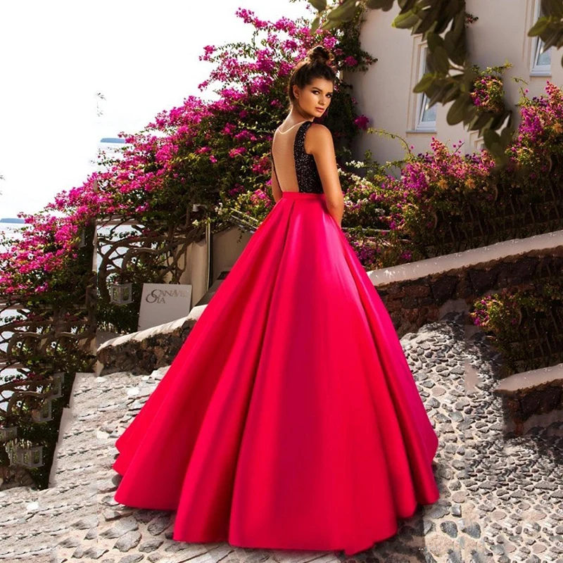 Vestido de noche вечернее платье с блестками и топом, сексуальное вечернее платье трапециевидной формы с открытой спиной, элегантное платье для выпускного