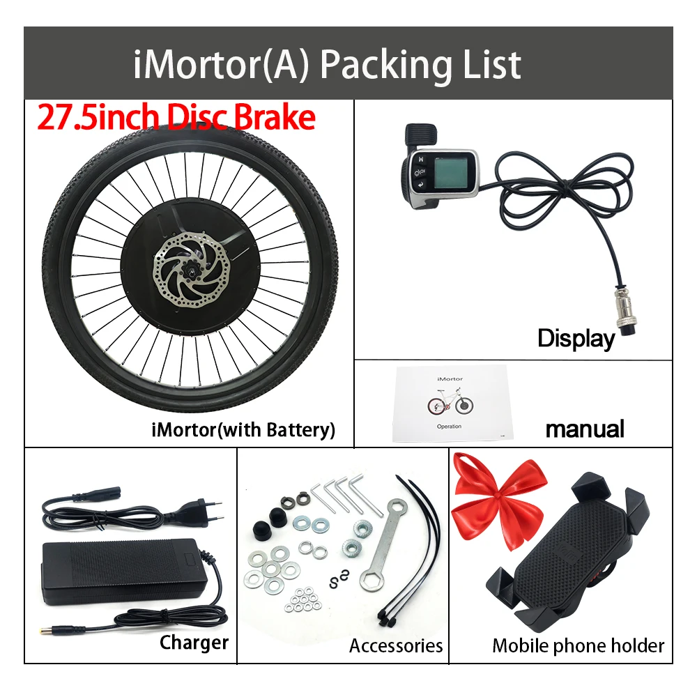 27.5inch D brake A Электродвигатель для электровелосипеда 36В 350Вт, все в одном, переднее колесо для электровелосипеда, набор для электровелосипеда с аккумулятором - Цвет: 27.5inch D brake A
