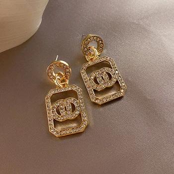 

LATS Circle Gold/Silver Color Dangle Earrings Long Retro Full Rhinestone Flash Earrings for Women 2020 Fashion Jewelry Brincos