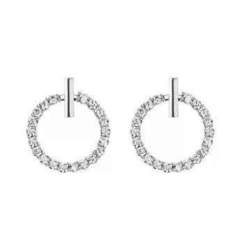 

S925 Sterling Silver Earrings Female Temperament Simple Personality Wild Earrings Diamond Small Circle Earrings