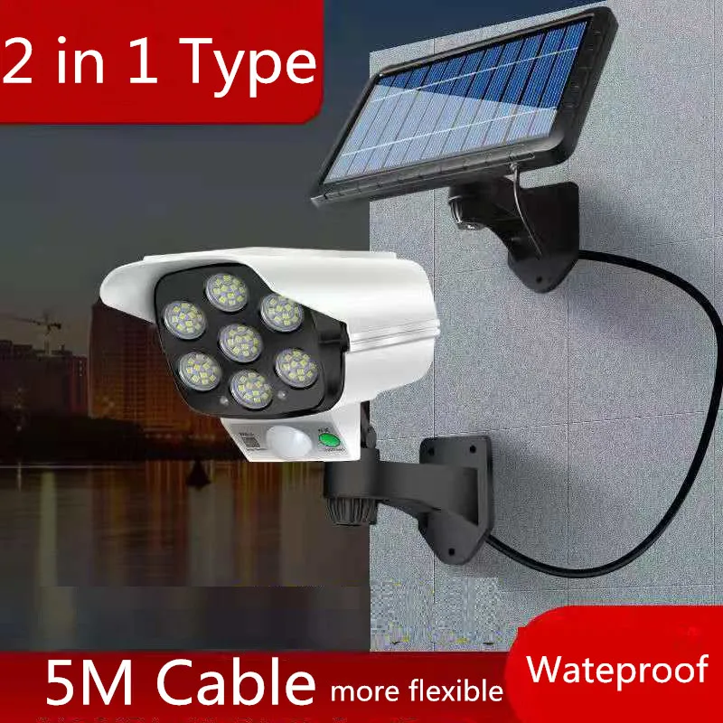 2 in 1 Solar Wall Light Outdoor Garden Floor Motion Sensor Security Dummy Camera Wireless Remote IP65 Waterproof solar | Освещение