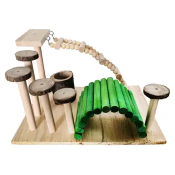 

Wooden Hamster Nibble Molar Toy Playground Activity Climb Platform Rat Hideouts R7RC