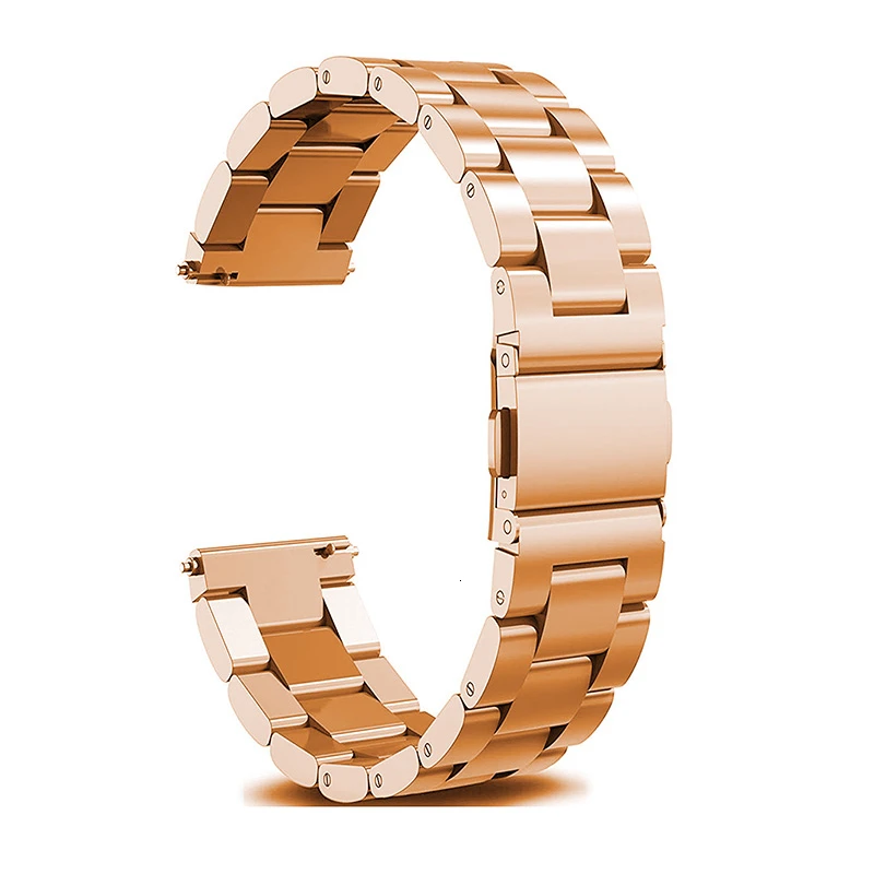 Rose gold 18 мм ремешок из нержавеющей стали для samsung Galaxy Watch 42 мм 46 мм ремешок с 20 мм 22 мм ширина металлический браслет три звенья ремешок для часов - Цвет ремешка: Rose gold