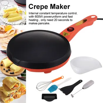 

600W Non Stick Electric Crepe Maker Baking Pancake Pan Frying Griddle Machine Batter Whisk Tray Kitchen Cooking Tools 220V 18cm