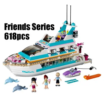 

In Stock Lepining Friends 41015 Model 01044 618pcs Building Blocks Dolphin Cruiser Vessel Ship Brick Figure Toys For Children