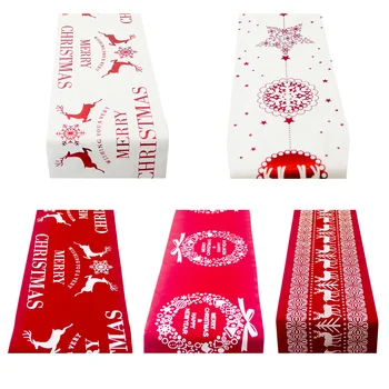 

Non-woven Christmas Table Flag Placemat Retro Print Festival Decorations Tablecloth for Home New Year Party