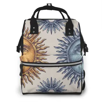

Mummy Bag Vintage Sun And Moon Nappy Backpack Large Capacity Stroller Bag Mom Baby Multi-function Waterproof Diaper Bag