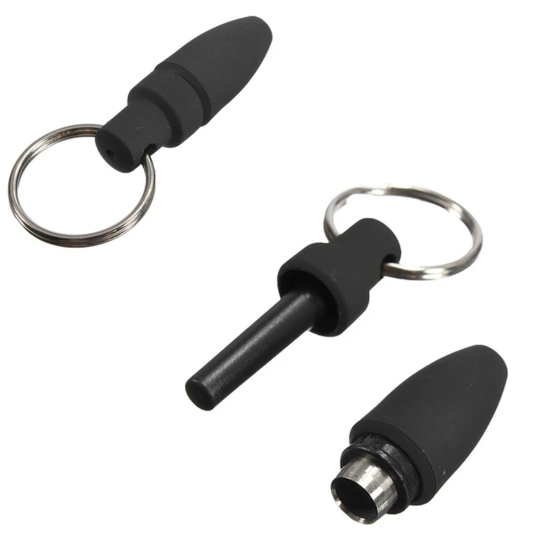 Black Rubber Cigar Punch Cutter Blade Key Ring Chain Bullet Style Draw Hole 