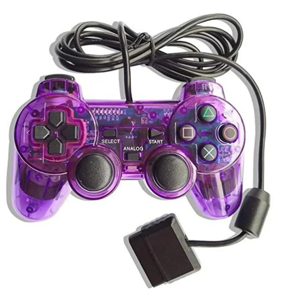 purple Проводные контроллеры геймпады для sony PS2 Playstation 2 Dual Shock консольная видеоигра игровые устройства с джойстиком длинный кабель Joypad - Цвет: purple