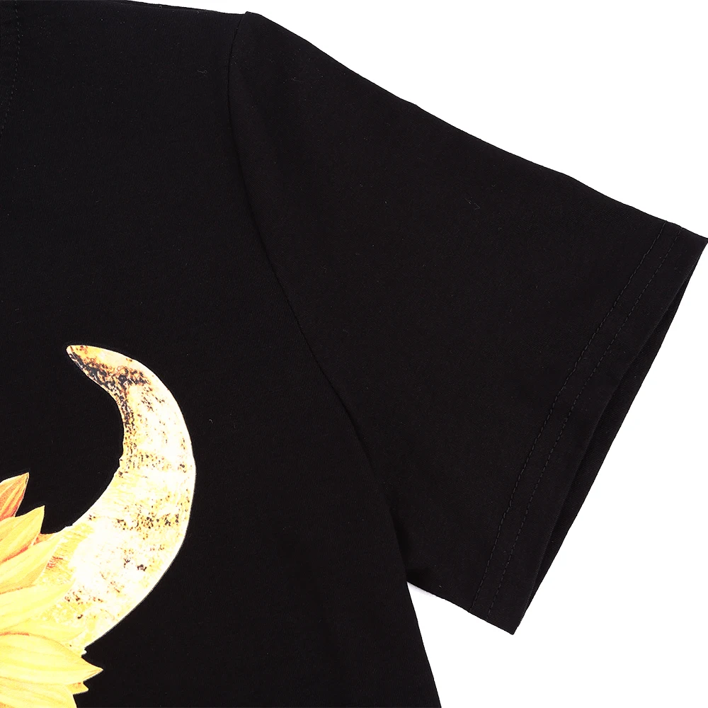 Women Steer Skull Sunflower t shirt Ladies Vintage T-Shirt Plus Size Tumblr Clothes Black graphic Top Tee Black camisas mujer