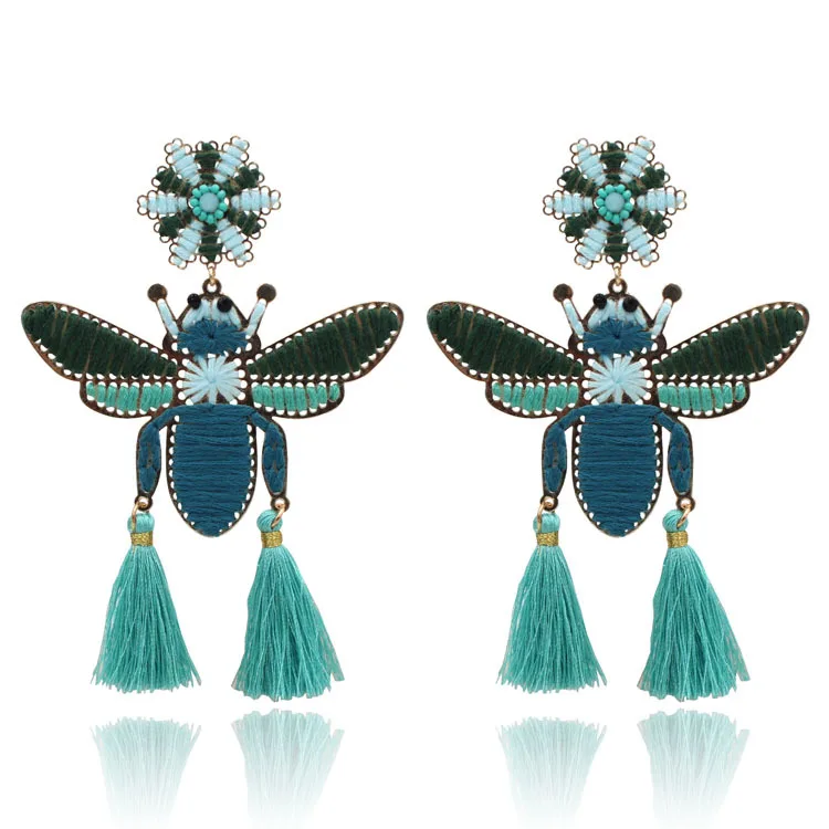 5 Boho преувеличенные серьги, креативные женские серьги, ручная работа, намотка насекомых, серьги с кисточками,, новые модные ювелирные изделия - Окраска металла: 5