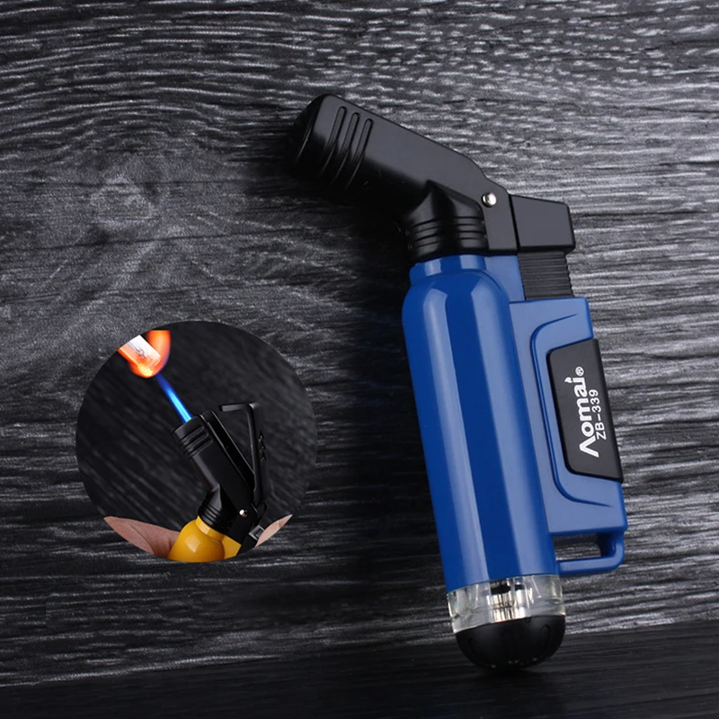 

Spray Gun Jet Torch Lighter Turbo Inflatable Windproof Butane Gas Pipe Lighter Utdoor Portable Cigarette Lighters Blue Flame