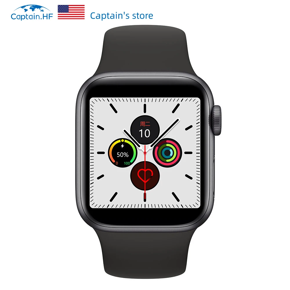  US Captain HF Smart Watch IP68 Waterproof Wireless Charger Heart Rate PPG+ECG Fitness Tracker Siri  - 4000382473658
