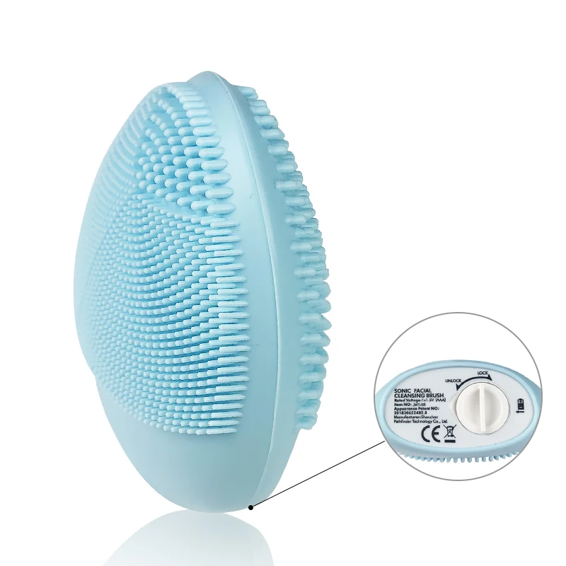 light blue Battery Очищающая щетка для лица, электрическая Очищающая щетка для лица, водонепроницаемая, красота, Глубокая чистка, удаление черных точек, очиститель пор, VIP Drop - Цвет: light blue Battery