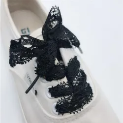 Elegant Black Lace Ribbon Shoelaces for Women's Casual Sneakers - 120CM (Black)