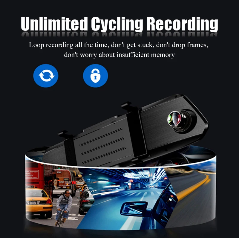 QPLOVE 7 дюймов 1080P HD Автомобильная камера заднего вида DVR 170 градусов G сенсор 2.5D ips экран двойной объектив ночное видение многофункциональный видеорегистратор