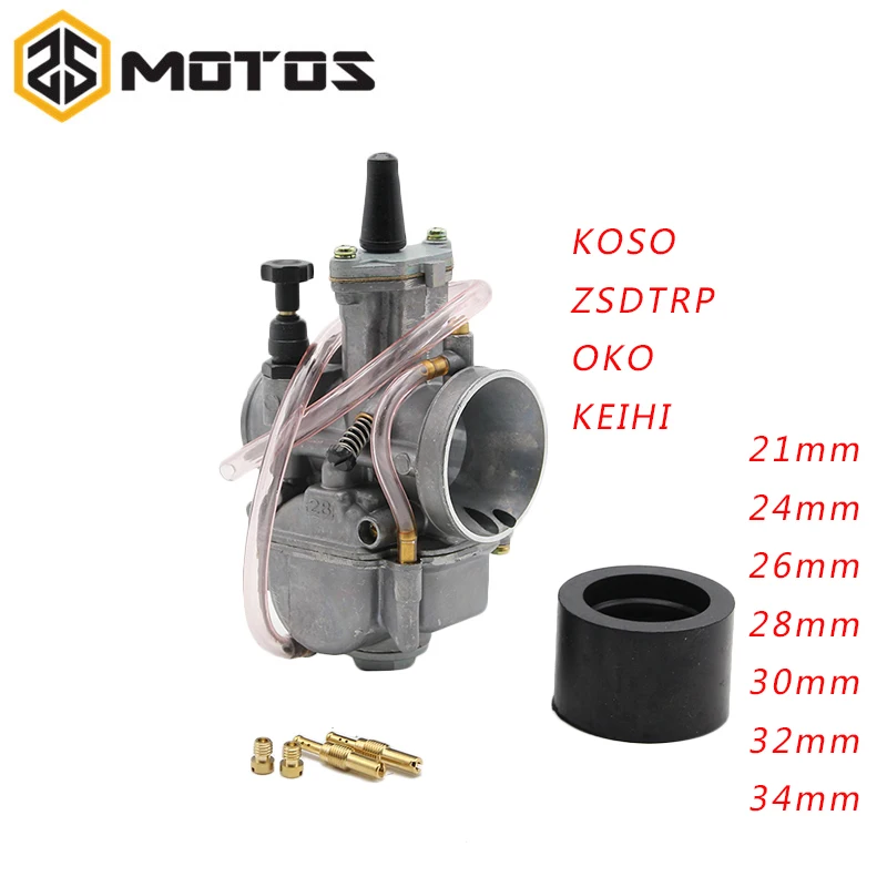 ZS мотоциклетный 4 тактный карбюратор KOSO ZSDTRP OKO 24 26 28 30 32 34 мм с Power Jet Fit гоночный
