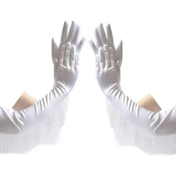 

1 Pair Long Tassel Bride Gloves Bridal Wedding Gloves Delicate Mitten for Performance Latin Dance Wedding