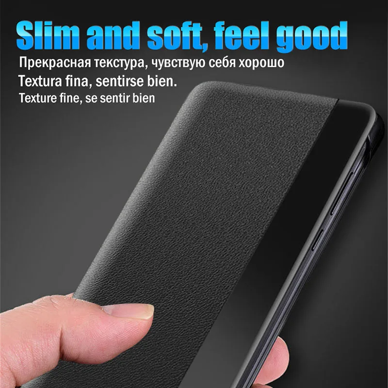 Мягкий кожаный чехол с боковым окошком для samsung Galaxy S8 S9 S10e S10 Note 10 Plus S 8 9 s8plus s9plus note10, откидная крышка для телефона
