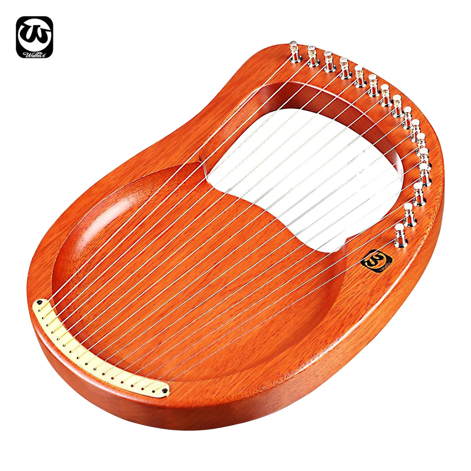 Walter.t 16-String Wooden Lyre Harp Metal Strings Mahogany Solid Wood String Instrument with Carry Bag Tuning Wrench String WH16
