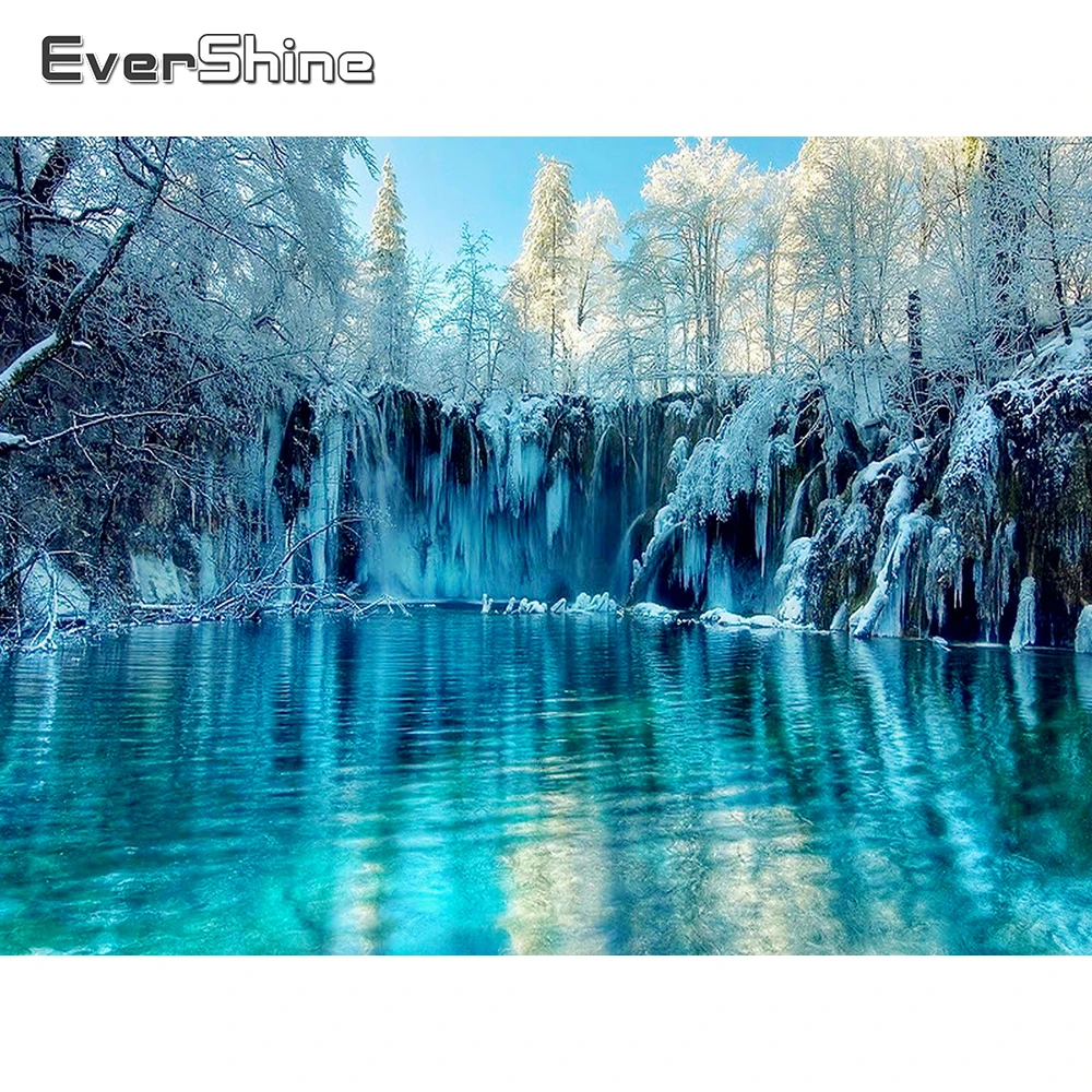 EverShine 5D DIY алмазная живопись полный квадратный пейзаж Алмазная вышивка зимняя природа Ландшафтная мозаика с бриллиантами из бисера