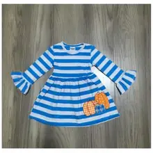 Хэллоуин День благодарения, Осень-зима, футболки с маркой бутика для маленьких мальчиков и девочек, одежда Хлопковое платье с тыквами, детские футболки с длинными рукавами