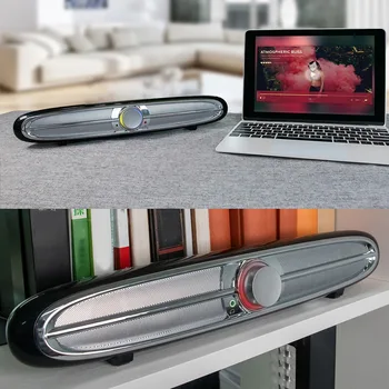 

Smalody USB Powered Soundbar Speakers 3.5Mm Wired Sound Box 10W Subwoofer W/ Microphone Headphone Jack for TV Desktop Computer