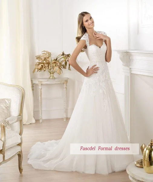 

free shipping wedding gowns with sheer sleeves bandage dress lace 2016 New White Ivory Wedding dress Bridal gown Custom Size