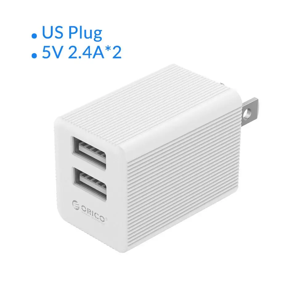 ORICO штепсельная вилка американского стандарта USB Зарядное устройство для путешествий Мини Размеры двойной Порты и разъёмы 5V 2.4A* 2 USB Зарядка адаптер для iPhone huawei Xiaomi Android телефон настенный Зарядное устройство - Тип штекера: White