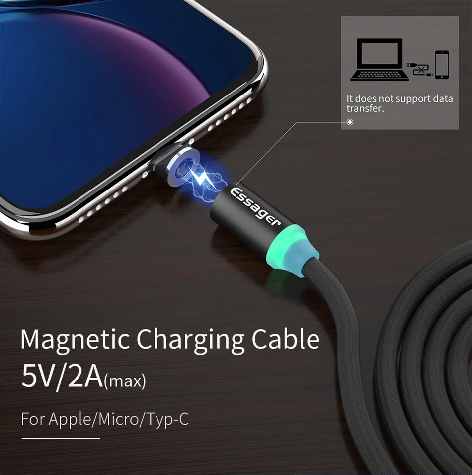 Магнитный usb-кабель Essager для iPhone Магнитный зарядный шнур type C mi cro usb-кабель для Xiaomi mi 9 8 samsung S10 S9 S8 S7