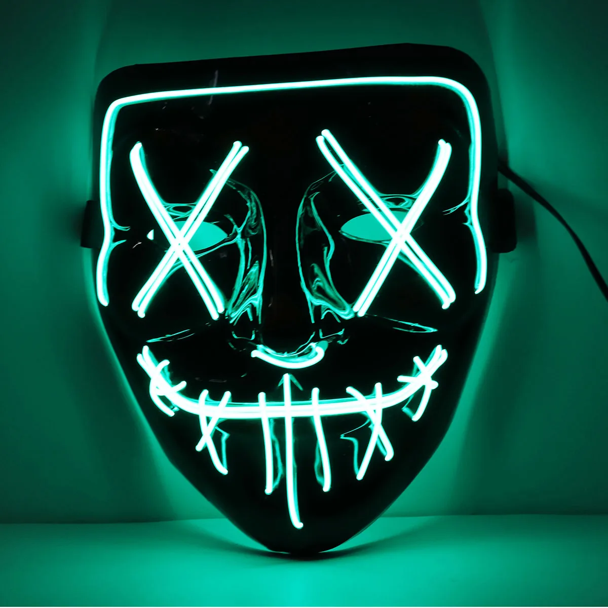 Green Новейший светодиодный EL Mask тушь для ресниц светящаяся маска голосового управления светящаяся страшная маска вечерние фестиваль Косплей Костюм Хэллоуин День рождения подарок - Цвет: Green