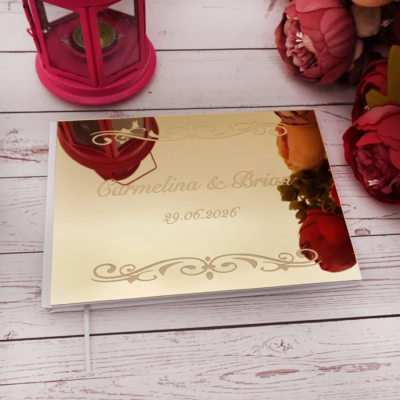 Personalized Wedding Signature Guestbooks Acrylic Silver Mirror Souvenir Blank Books Party Favors Gifts Engagement Decor