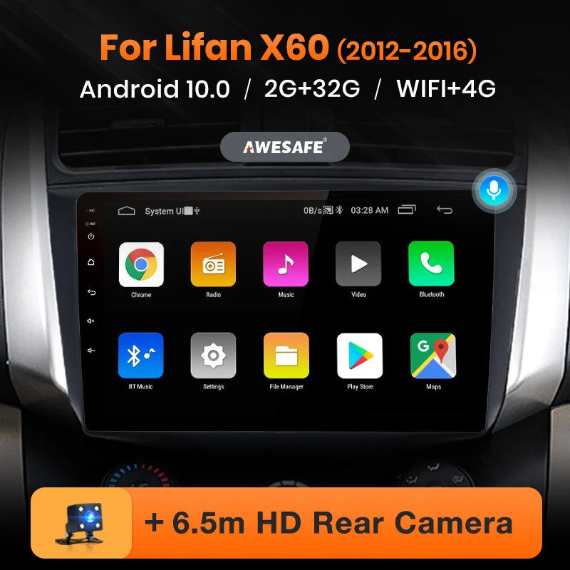 Автомагнитола AWESAFE PX9 для Lifan X60 2012 2016 мультимедийный видеоплеер на Android 10 0 2 Гб ОЗУ