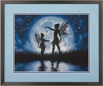 

COTTON popular Top Quality counted cross stitch kit fairy mother and daughter silhouette starry moon night Dim 70-35296